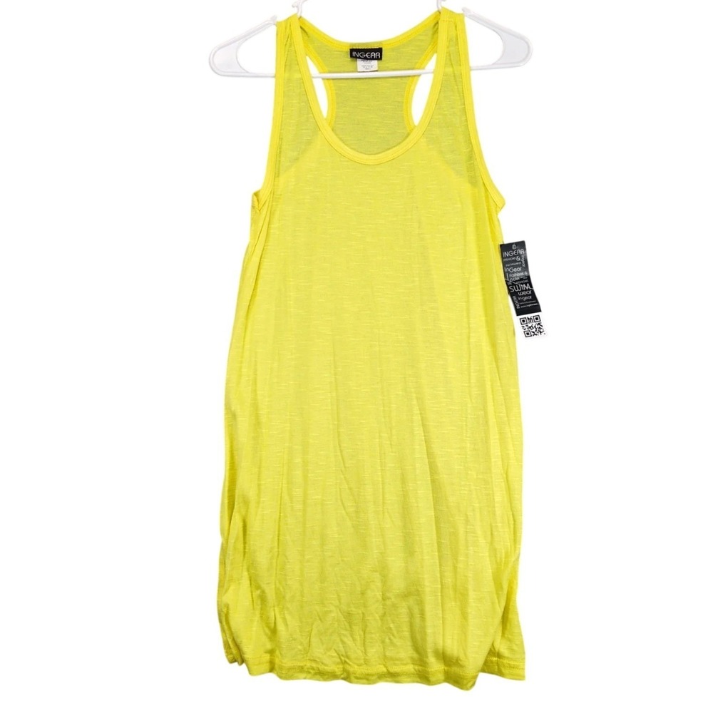 NWT Ingear Yellow Swim Cover Up Tank Dress Womens S Rayon Slub Sheer Made USA